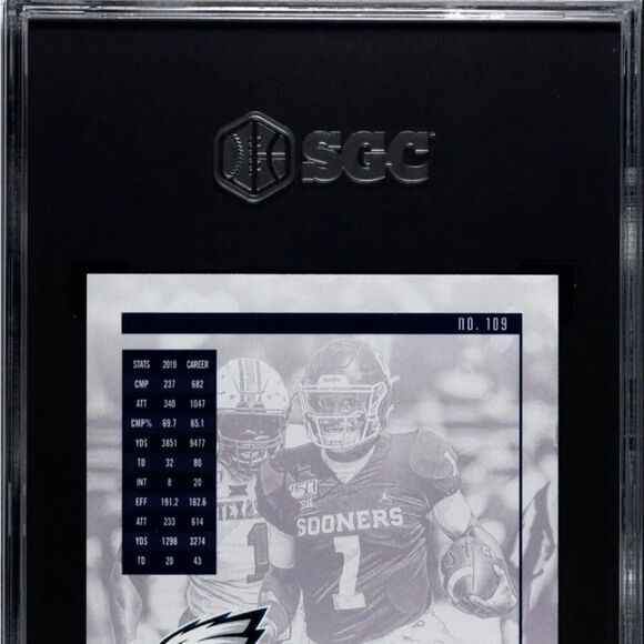 2020 Panini Luminance Jalen Hurts SGC 10 - rookie auto/199 - Picture 5 of 7